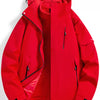 Men's Full Size Zip Up Hooded Waterproof Outdoor Jacket Plus Size - Red
