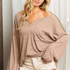 BiBi Exposed Seam Long Sleeve Top - TAUPE
