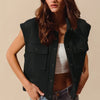 SO ME Cable Quilting Stitch Button Up Knit Vest - BLACK