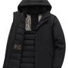 Men's Full Size Zip Up Hooded Winter Coat Plus Size - Black