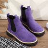 Round Toe Ankle Boots - Purple