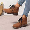 Lace-Up Ankle Boots - Brown