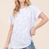 BOMBOM Floral Textured Short Sleeve T-Shirt - White