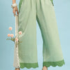 Umgee Stripe Scallop Hem Wide Leg Pants - SAGE