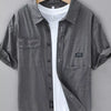 Men's Plus Size Button Up Short Sleeve Shirt - Grey