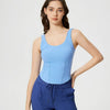 Millennia Round Neck Wide Strap Active Tank with Detachable Chest Pads - Light Blue