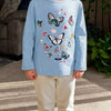 Children's Butterfly Long Sleeve T-Shirt - Pastel Blue
