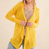 And The Why Full Size Thermal Hooded Open Front Cardigan with Pockets - Vivid Yellow