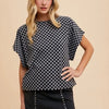 Annie Wear Checkered Round Neck Short Sleeve T-Shirt - Black
