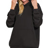 Zenana Oversized Scuba Hoodie with Kangaroo Pocket - BLACK