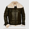 Army Green Men’s B3 Bomber Shearling Leather Jacket - Green