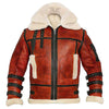 Aviator Sheepskin RAF Men’s B6 Waxed Bomber Shearling Two-Tone Leather Jacket - -