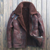 B3 Bomber Sheepskin Leather Shearling Wool Jacket - -