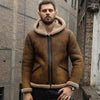 Men’s Brown Shearling Aviator Leather Bomber Jacket With Fur - Brown