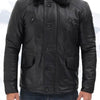 Boehmer Mens Black Shearling Leather Jacket - Black