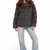 Elisa Genuine Polar Fox Fur Cashmere Effect Down Coat - Dark Grey
