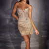 Ladivine CD646 Sculpted Boned Corset Bodice Fitted Mini Dress - Gold