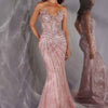 Ladivine CD715 Red Carpet Glamour Fitted Mermaid Gown - Rose