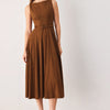AMBER TOBACCO FAUX SUEDE MIDI DRESS - TOBACCO