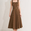 SWEET SIENNA WOVEN MIDI DRESS - BROWN