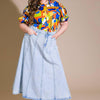 URBAN COWGIRL DENIM MIDI SKIRT - LIGHT DENIM