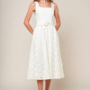 DAFFODILS & DAYDREAMS WOVEN LACE MIDI DRESS - OFF WHITE