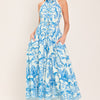 BLUE CHATEAU WOVEN MAXI DRESS - OFF WHITE BLUE