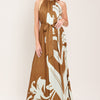 MOCHA SERENITY WOVEN MAXI DRESS - BROWN