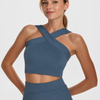 Criss Cross Tennis Crop Top Made in USA - Naval Blue