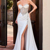 Ladivine KV1131W Strapless Fitted Sleek Luminous Embellished Wedding Gown - Off White