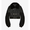 Women's Black RAF Sheepskin Shearling Aviator Motorbike Leather Bomber Jacket - Black