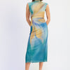 Avalon Midi Dress - Blue Green Multi