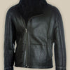 Men’s Pure Black B3 Shearling Bomber Leather Jacket - Black