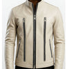Mason white Leather Jacket - Men Leather Jacket white - white