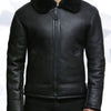 Men’s Black Aviator B3 Real Shearling Sheepskin Leather Bomber Flying Pilot Jacket - Black