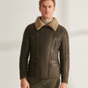Men’s Green RAF Shearling Airforce Sheepskin Aviator Leather Jacket - Green