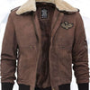 Pierson G1 Bomber Men’s Leather Brown Shearling Collar Jacket - Brown