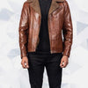 Shearling Brown Leather Jacket - Brown