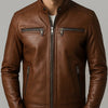 Thomas Leather Brown Jacket - Men Leather Jacket Brown - Brown