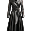 Women’s Black Leather Coat – Long Leather Coat - Black