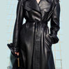 Women’s Black Long Stylish Leather Winter Coat - Black