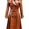 Women’s Brown Real Leather Coat - Cognac