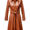 Women’s Tan Brown Long Leather Coat - Tan Brown