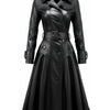 Women Luna Black Long Leather Coat - Black