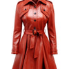 Women’s Red Leather Coat – Stylish & Elegant - Red