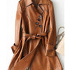Women Stylish Italian Brown Leather Winter Coat - Brown