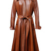 Women’s Tan Leather Coat – Classic Button-Front Outerwear - Tan Brown