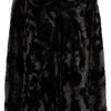 Womens Black Fur Leather Jacket - Black