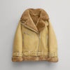 Women Light Brown RAF Aviator Styled Sheepskin Shearling Leather Jacket - Brown