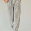 Davi & Dani Rhinestone Elastic Waist Joggers - Light Gray